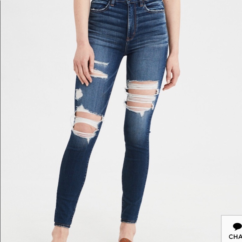 American Eagle Dark Wash Destroyed Jegging